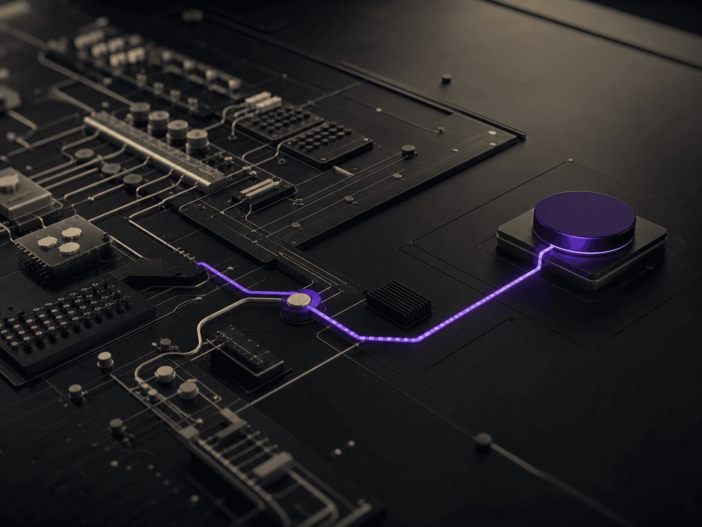 A complex operating system with one useful path illuminated